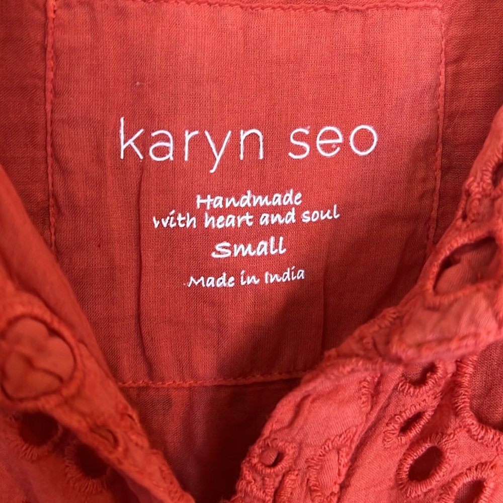 Karyn Seo Floral Eyelet Collared Neckline Sleeveless Midi Dress Size S - Picture 5 of 7